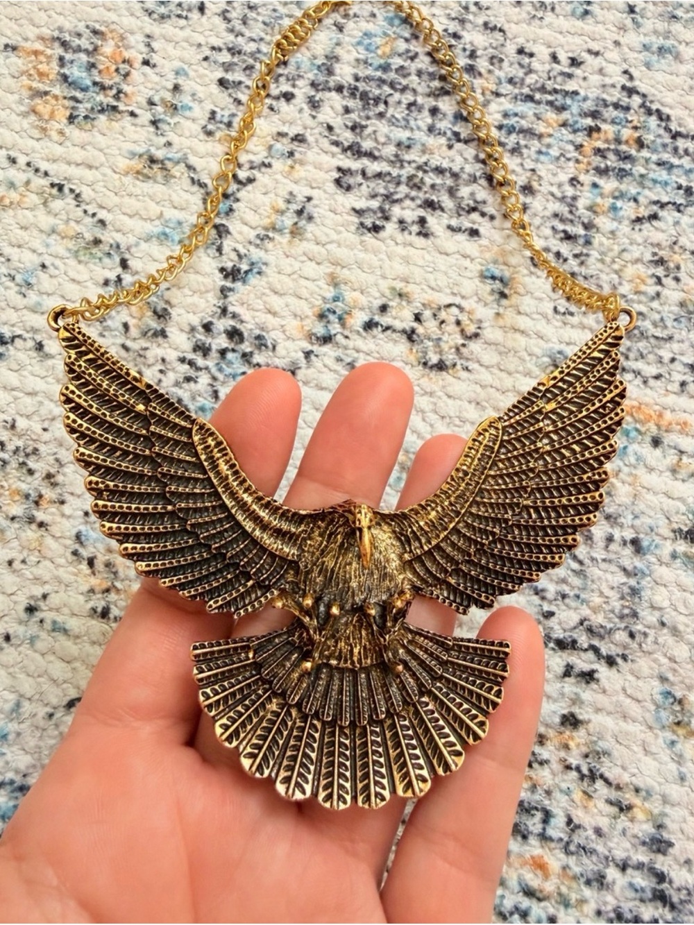 Gold Eagle Pendant Statement Necklace - Picture 3 of 4